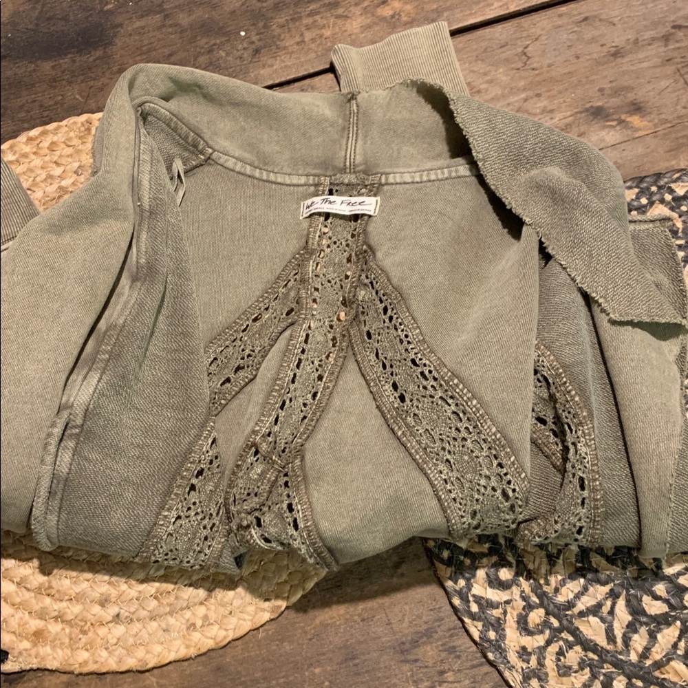 We The Free Lost Cause 100% Cotton Olive Green Cropped Tie Front Cardigan XS - Picture 11 of 11